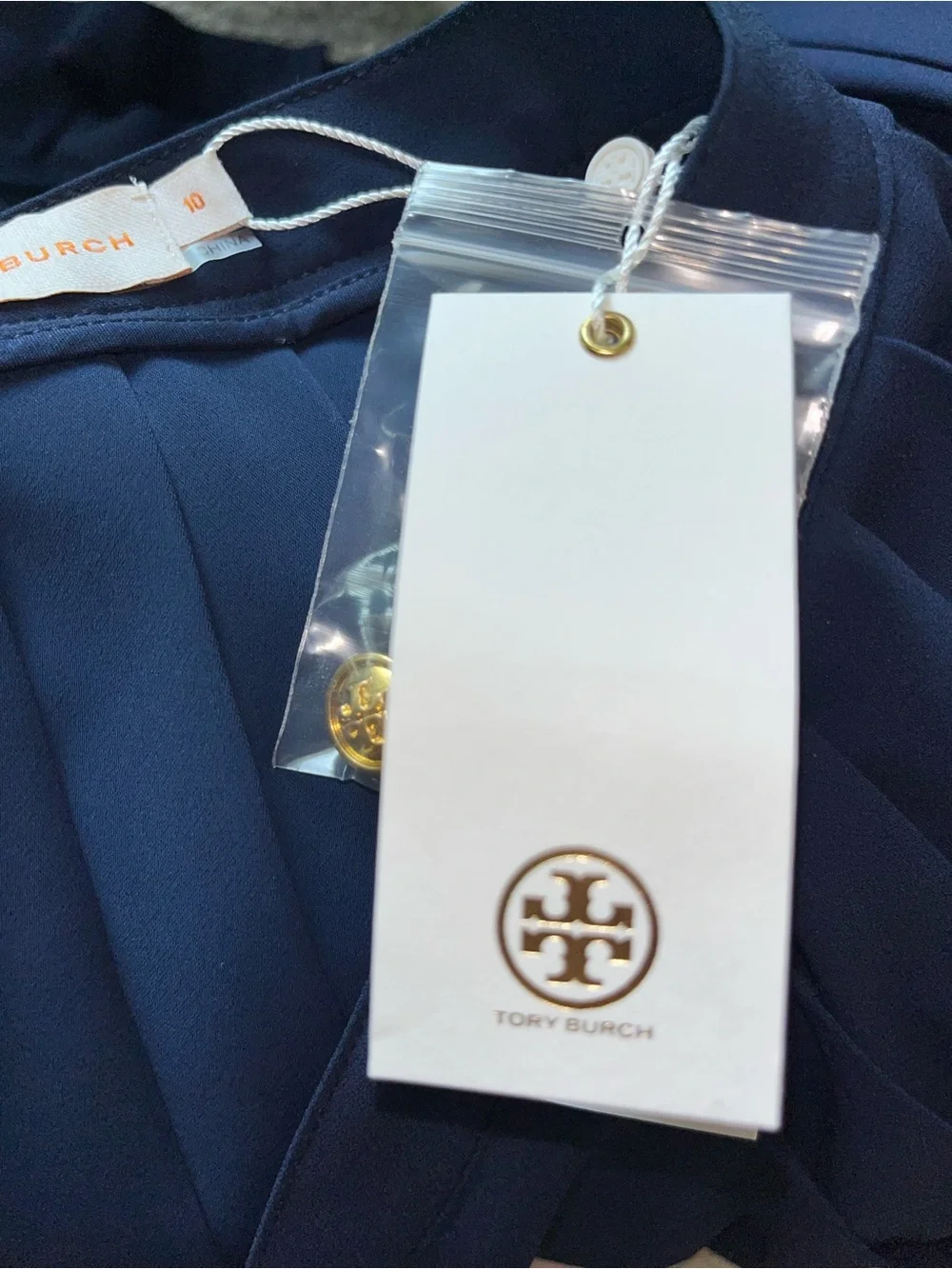 New Tory Burch Faye Pleated Culottes Signature Navy Size 10 Crepe de Chin $298